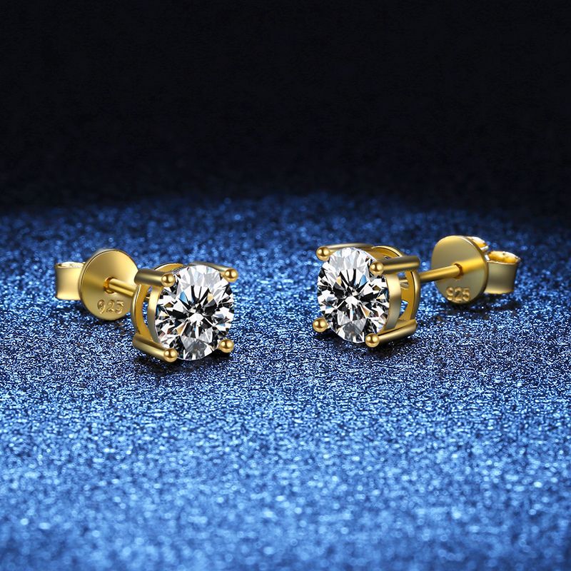 Choucong Elegant Stud Earrings Classical 4 Claw Jewelry Solitaire Pure 100% 925 Sterling Silver Round Cut Lab Moissanite Diamond Party Women Wedding G