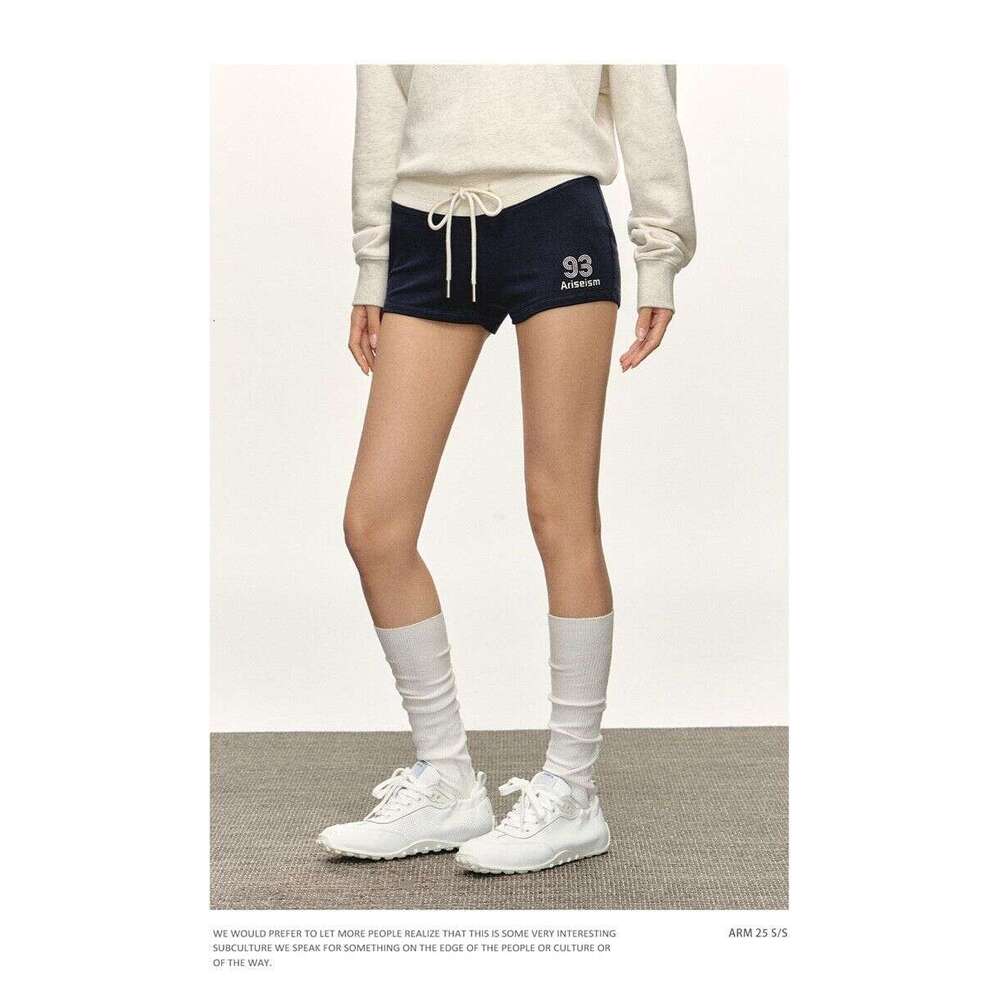 Drawstring Sports Shorts 2 Summer Girl Sporty High Waist Hip-hing A-line Wide-leg Pants Fashion 2025 New Stylish Versatile Trendy Clothing Ins