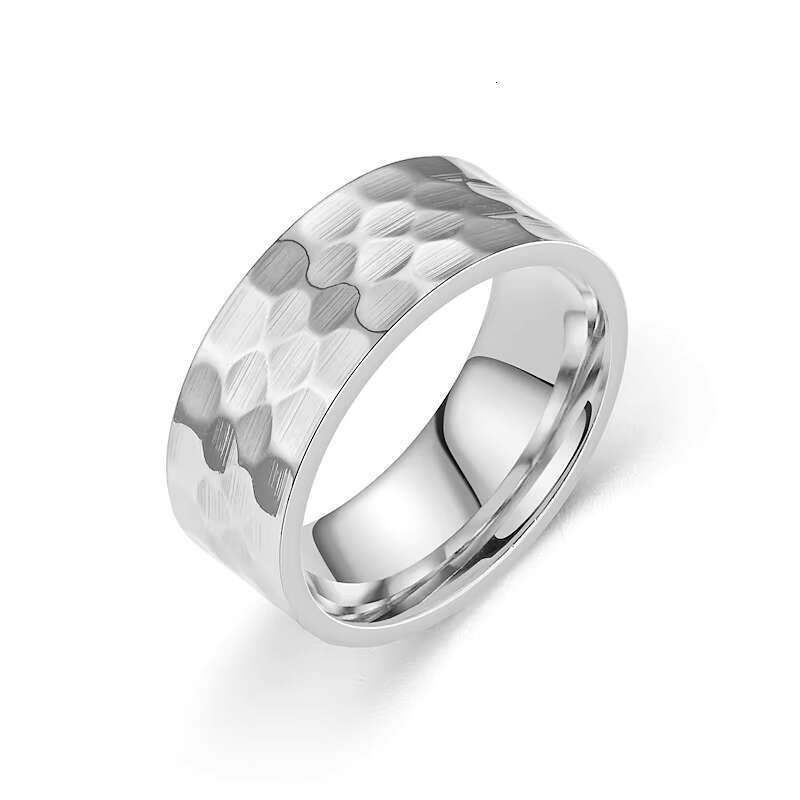 Personality Stainless Steel Ring Jewelry Wholesale Design Embossed Knock Pattern Mens Titanium Steel Ring Couple Jewelry Hand