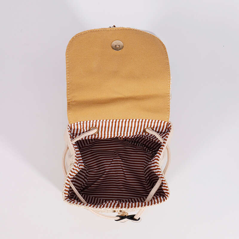 Straw Backpack New High-End Bucket Niche Design Woven Double Shoulder Bag