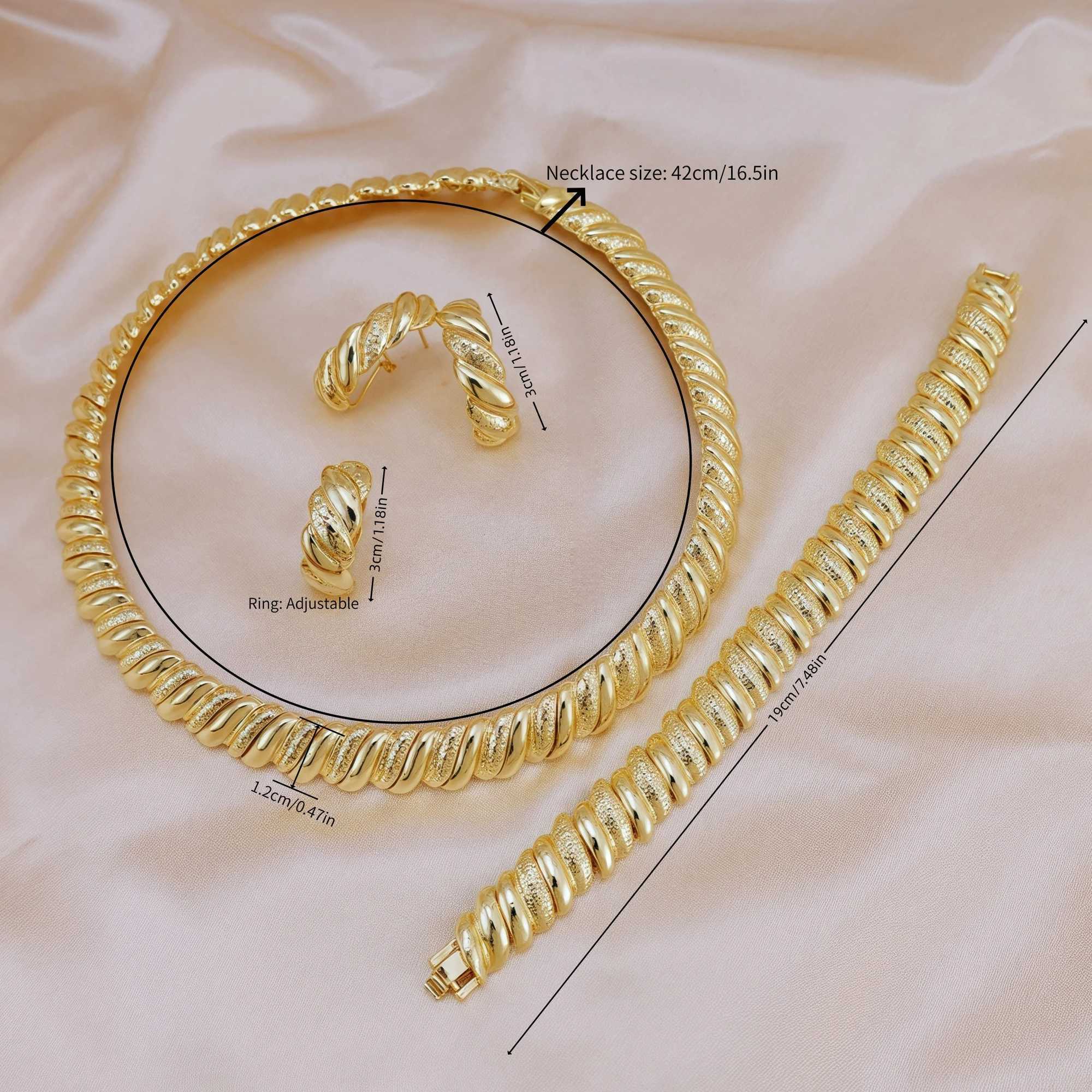 5pcs Golden Vintage Necklace Earrings And Ring A Jewelry Set For Womens Wedding Brides Z250607