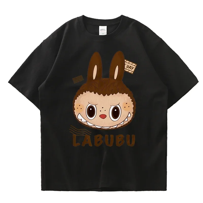 Anime LABUBU Print Designer T Shirt Couple Student Street Sports Casual T-shirt Girl Summer Funny 100% Cotton Clothes 2025 New
