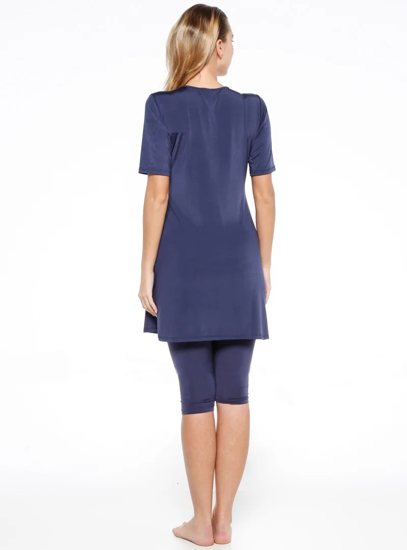 Muslim Swimwear Conservative Womens Swimming Suit short sleeve modest Swimsuit 250605