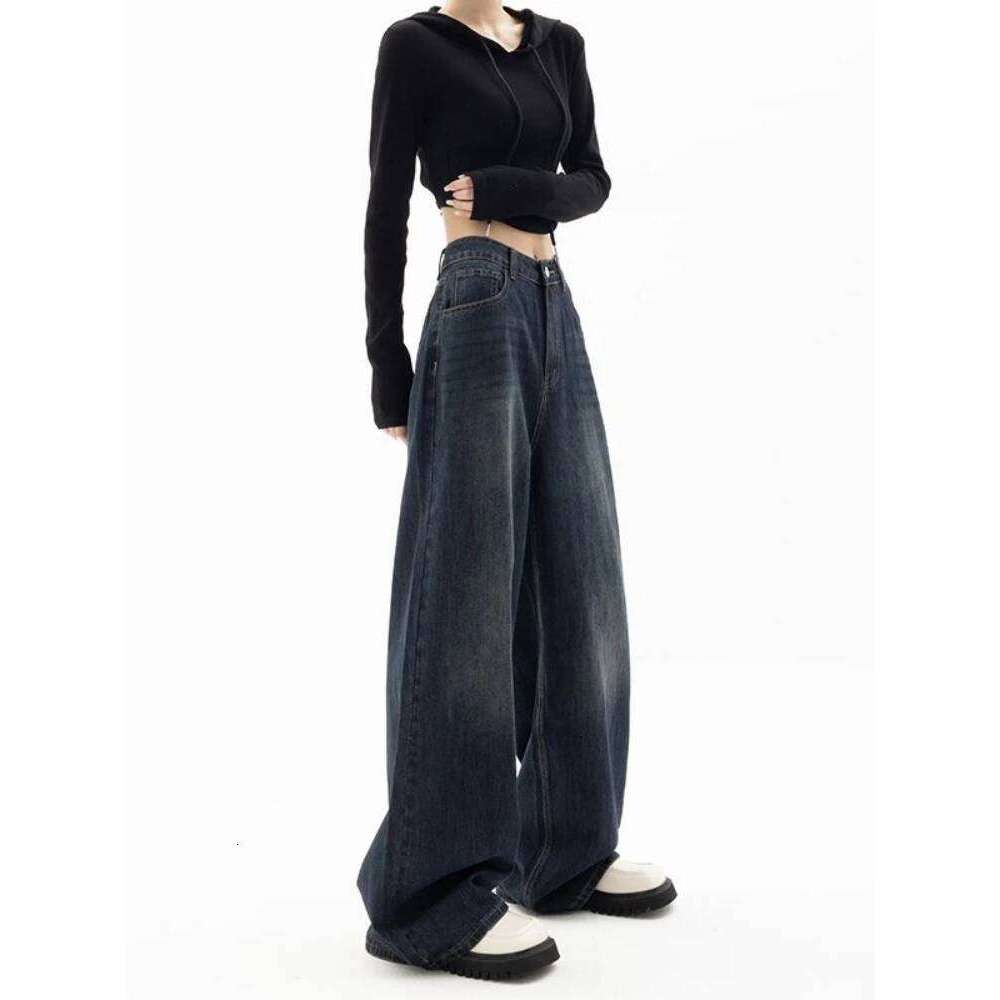 Vintage Women Wide Leg Jeans Haruku Baggy Denim Trousers Oversized Grunge Streetwear Y2k Autumn Pants Korean Fashion