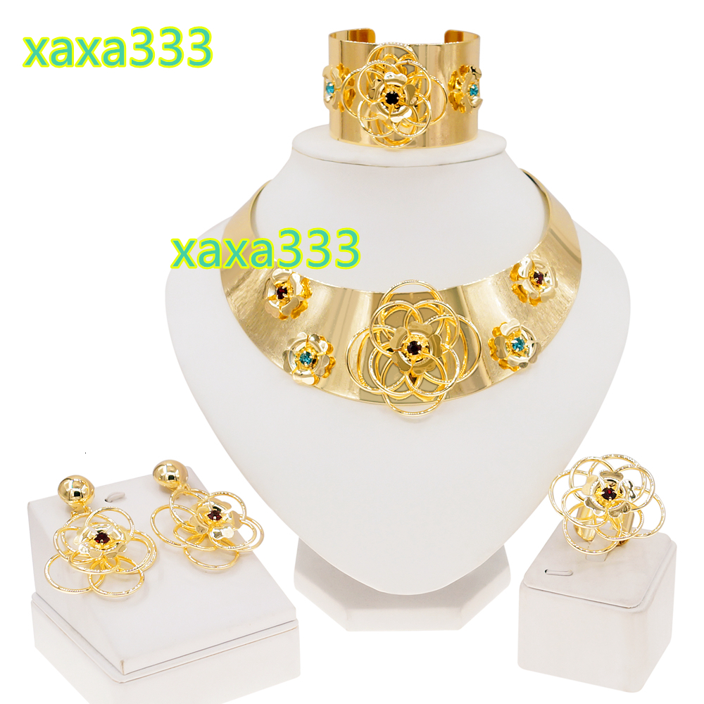 Wholesale Price Italian Gold Jewelry Set Luxury Women Large Necklace Jewelry Set Banquet Wedding Party Jewelry