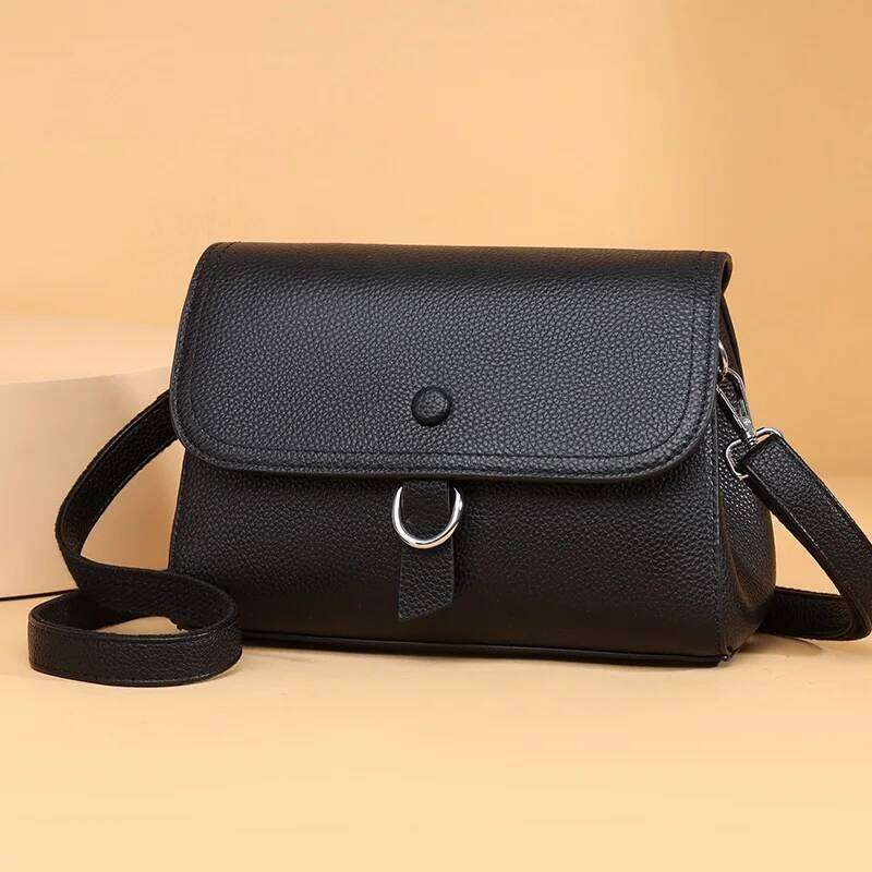 2025 Fashion Small Square Crossbody First Layer Light Genuine Leather Women's Handbag Simple Shoulder Bag
