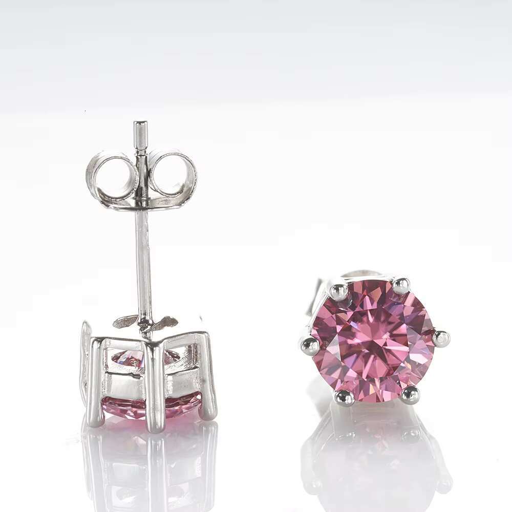 Six-claw Classic Luxury Mossanite Jewelry Screw Back Earrings 925 Sterling Silver VVS Moissanite Diamond Ear Stud for Men Women