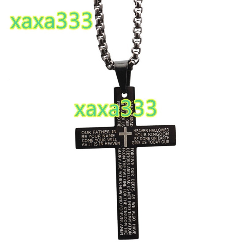 Summer Christian Bible Prayer Cross Faith Based Stainless Steel Pendant Men Necklaces Gift Fashion Jewelry Wholesale Waterproof