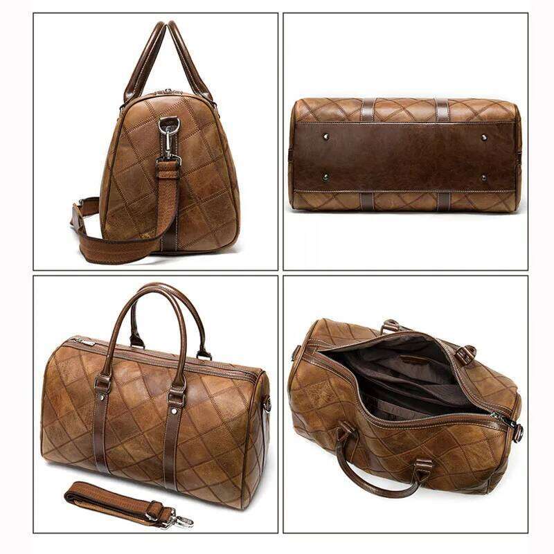 WESTAL Men's Hand Genuine Duffle Bags Leather Lage Travel Suitcases Handbags big/Weekend Bag