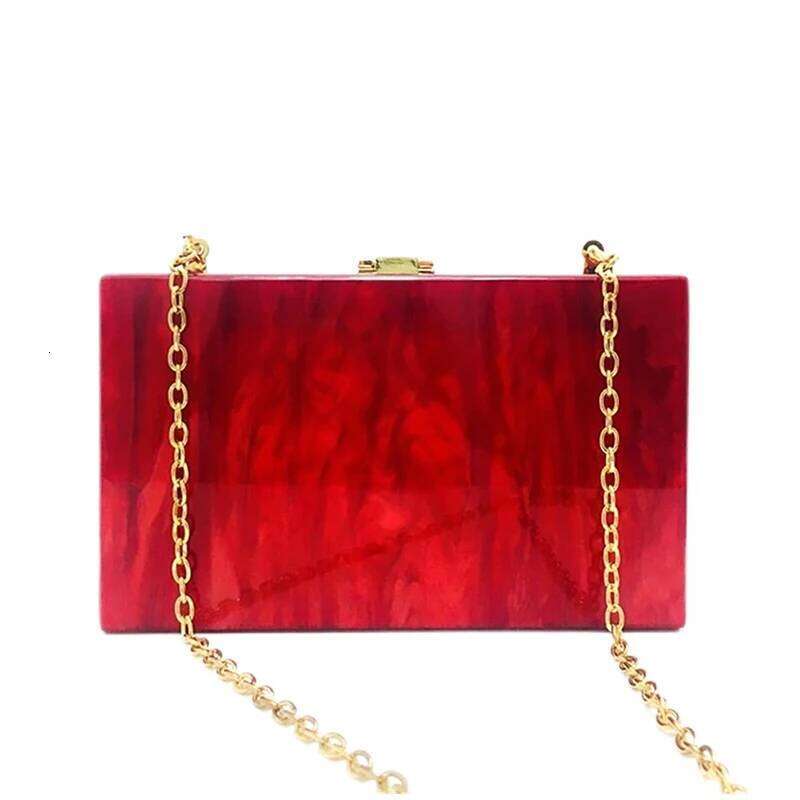 Brand Acrylic Evening Bag Pure Red Pearl Clutch Purse Designer Handbag Noble Wedding Bridal Chain Shoulder Crossbody Bags