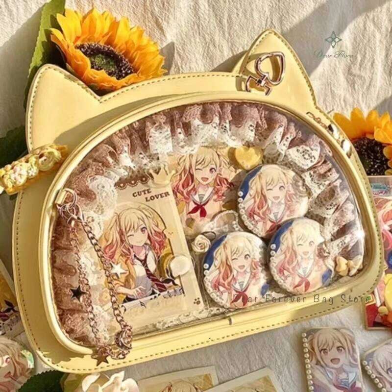 Y2k Cute Sweet Cat Ita Japanese Lolita Transparent Crossbody Kawaii Party Shoulder Badge Display Messenger Bag For Girls