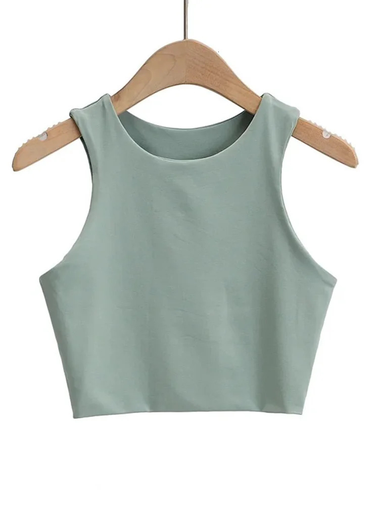 2023 Summer Fashion Women Sexy Slim Tops Oneck Sleeveless Double Nylon Ladies Good Quality Tank 6 Colors 250527