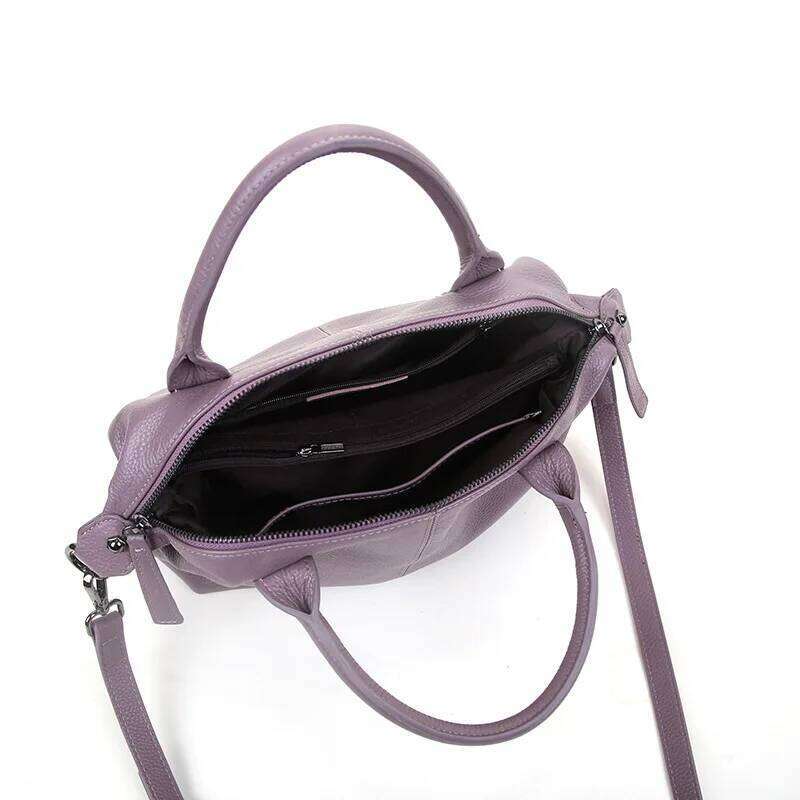 Women's Genuine Leather Tote Bag Female Handle Crossbody Fashion Cowhide Shoulder Bags Ladies Daily Commuter Purses Handbag