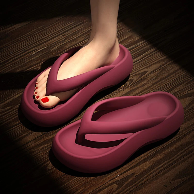 Thick soled flip flops with increased height 2024 beach womens summer walking slippers 250605