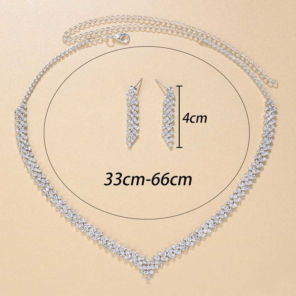 Lozenge Necklace Earrings Set Women Bridal Accessories Statement African Fashion Rhinestone Aesthetic Wedding Jewelry Decoration Z250607