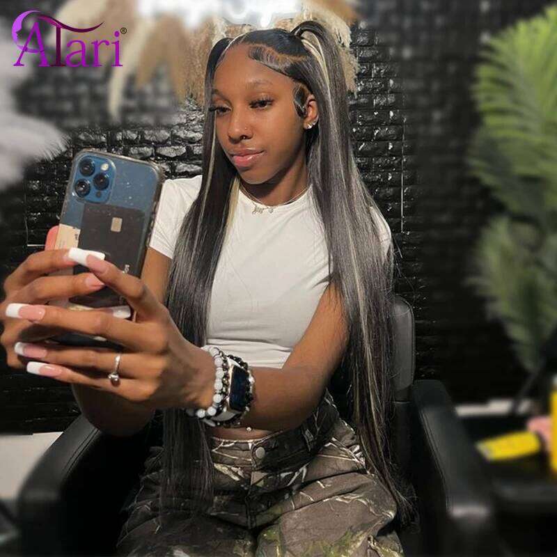 NAMM 13x6 Frontal Body Wave Human Hair Wigs Blonde 27 with Black Pre Plucked 13x4 Highlight Transparent Lace Front Wig for Women