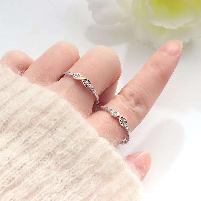 925 pure silver lucky number 8 ladies ring; ladies fashion jewelry; infinite lucky character moissanite inlaid ring; popular accessories