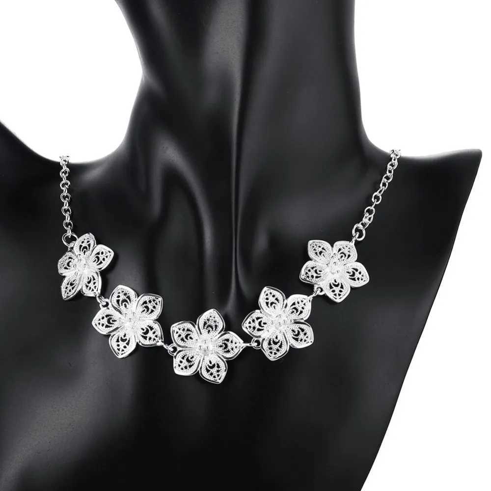 Charm Fashion Party Wedding 925 Sterling Silver Jewelry Sets Fine Flowers Necklaces s Earrings for Women Christmas Gifts Z250607