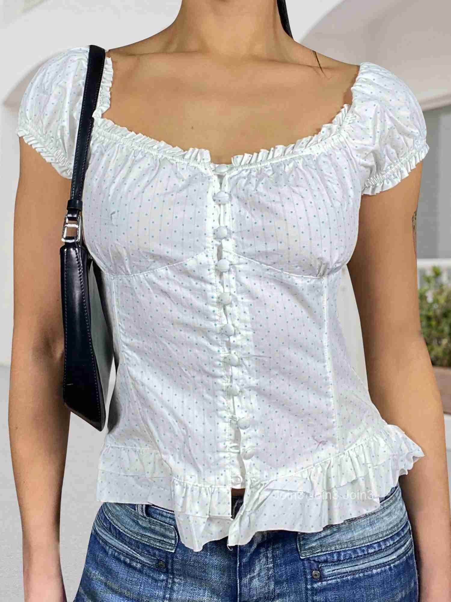 Womens Casual Loose Fit Blouse Floral Print V-neck Short Sleeve Button Front Shirt Fashion Tops Summer Wear