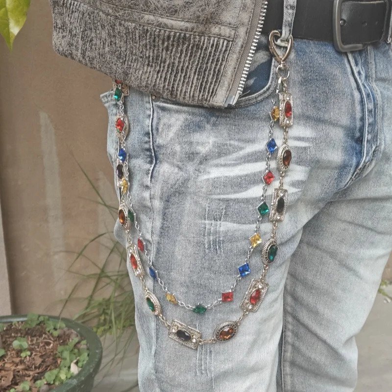 Retro Agate Colorful Pants Chain Styles For Men And Women Light Goods Waist Accessorie Ones Waist Hip Hop Jewelry 250604