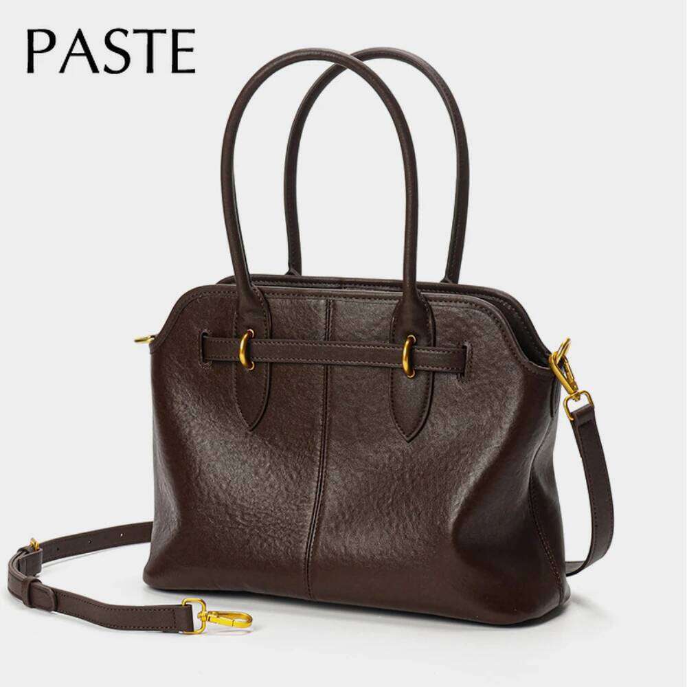 Designer Bag New Retro Designer Large Briefcase Tote First Layer Cow Leather Women Handbag High End Cowskin Bussiness Female Shoulder Bag