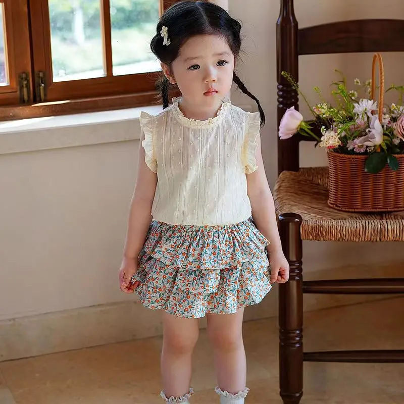 Girls Suit Summer Childrens Dress Baby Girl Fashionable Childrens TopSkirt Two-Piece Set 250526