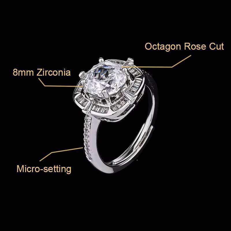 Guaranteed Quality Unique Wholesale Trendy Rings Cubic Zirconia Sier Fashion Adjustable Ring