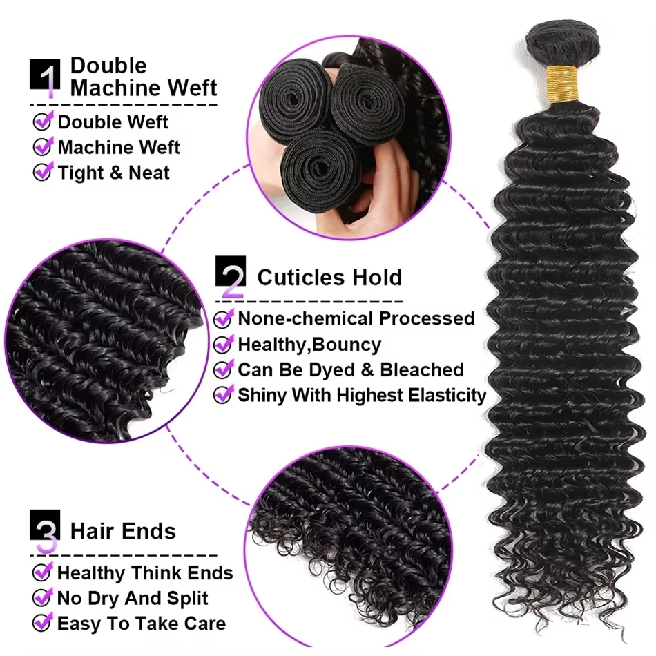 Yaki Straight Bulk Hair For Braiding 100% Unprocessed Human Hair Straight Lace Frontal Curly Human Hair Bundles 3/4 Bundles Deal Deep Curly Hair Brazi