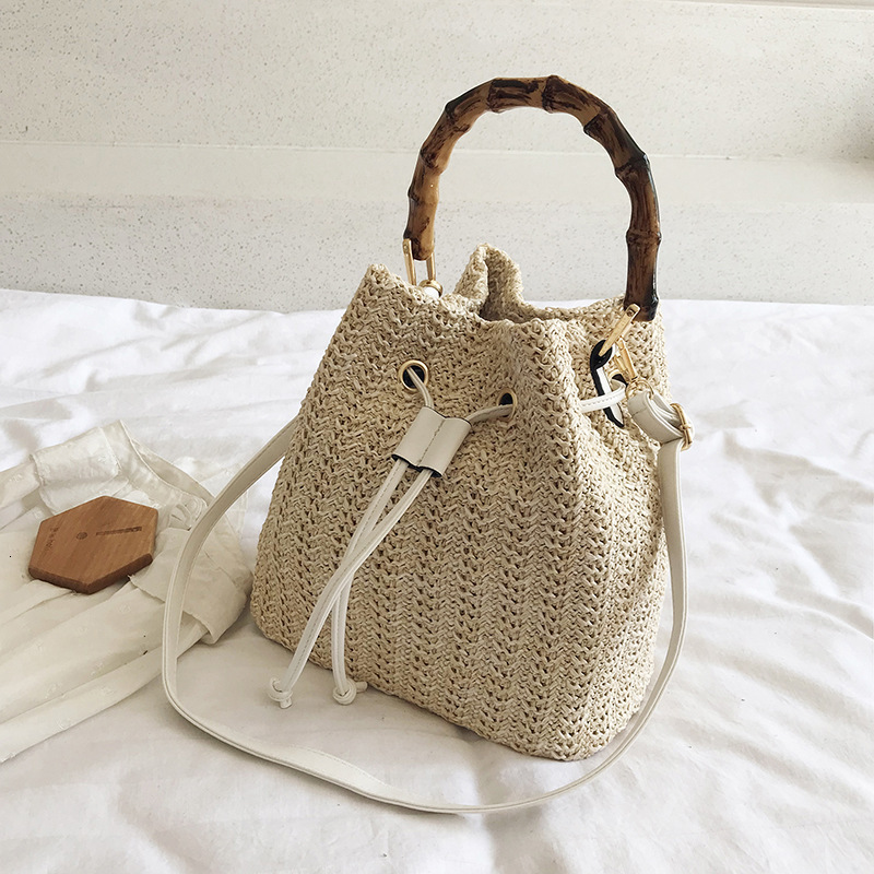 Luxury Brand Designer Bag 2025 New Handheld Straw Bag Summer Korean Fashion Foreign Trade Shoulder Crossbody Bag Bamboo Bag Bucket Bag Women's Ba