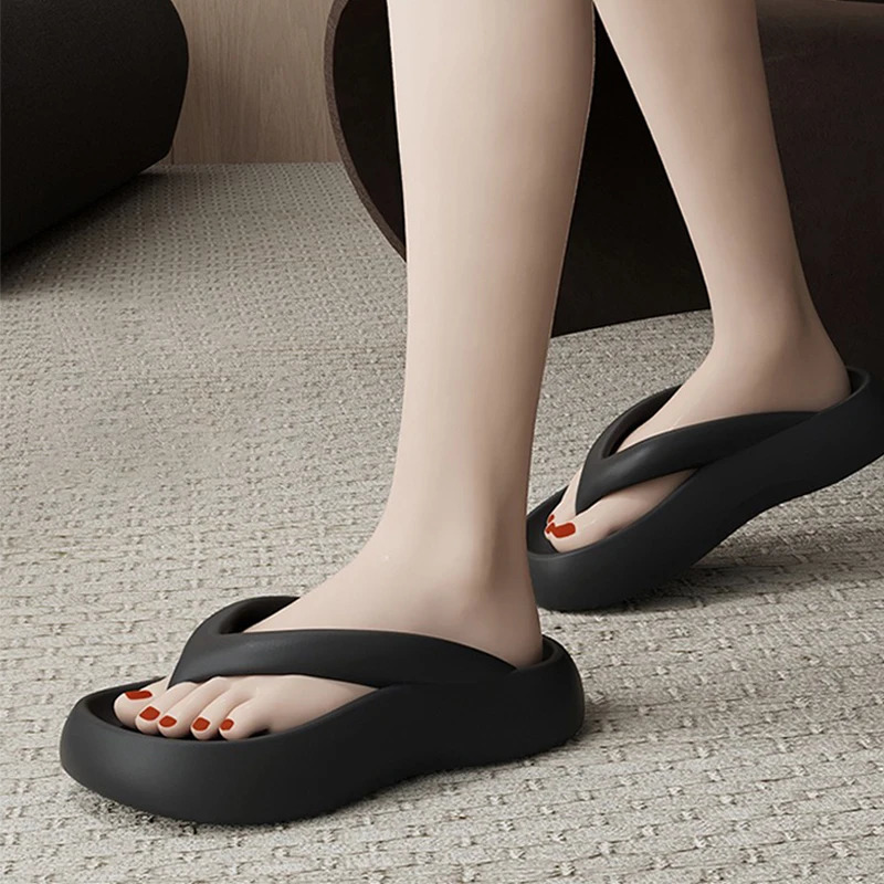Thick soled flip flops with increased height 2024 beach womens summer walking slippers 250605