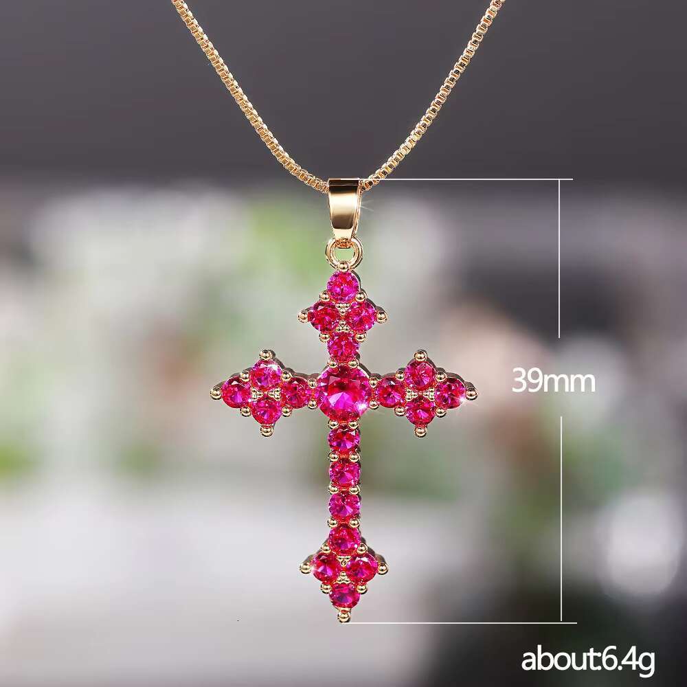 Lily White Fashion Jewelry Diamond Necklace Custom Simple Fine 925 Silver Religious Cross Green Diamond Necklace