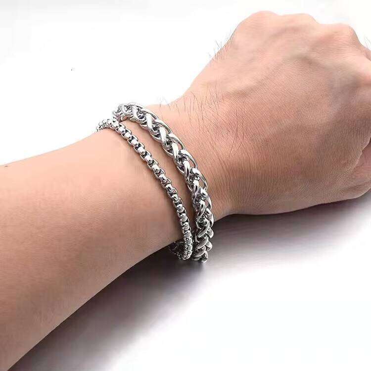 Minimalist Thick Wrist Chain Korean Style Fashion Hip-Hop Dragon Bone Bracelet Men's Daily Accessories