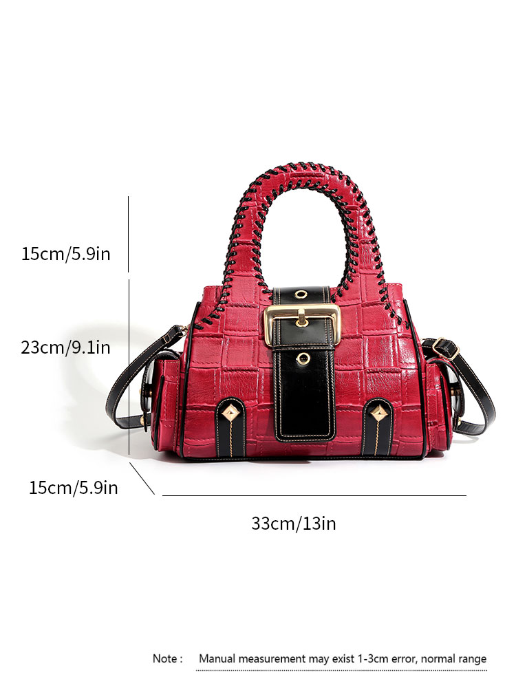 QJBY designer luxury brand high quality woven leather Boston women's handbag Large Capacity Multi-layer 2024 new in crossbody