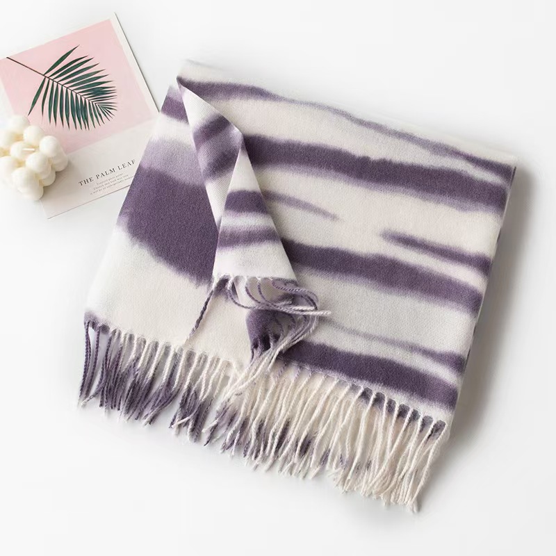 T919 new soft warm cashmere zebra striped tassel scarf high-grade ladies neck shawl
