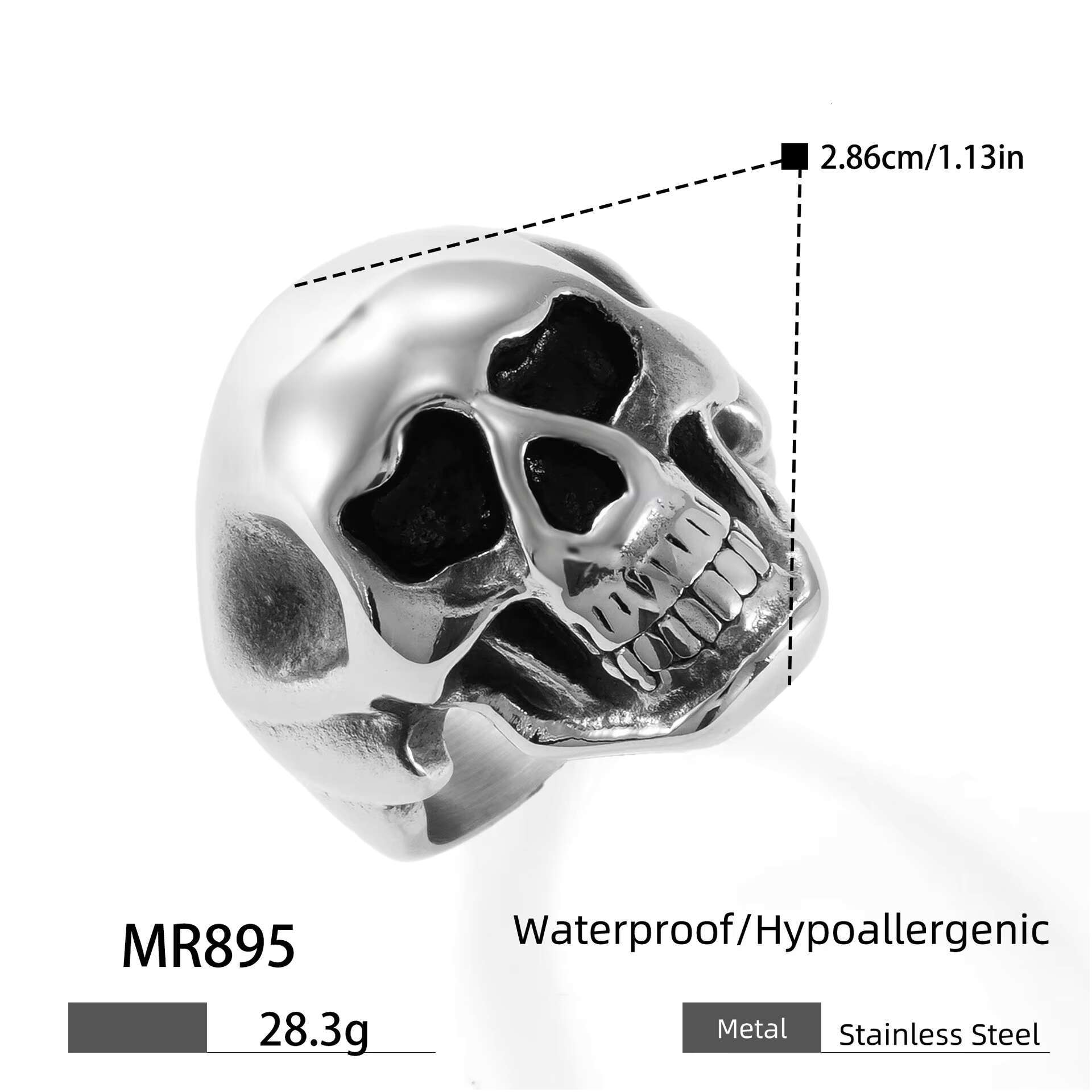 High Quality Stainless Steel Skull Ring for Men Non-Fade Hypoallergenic Jewelry for Weddings Engagements Gifts Parties
