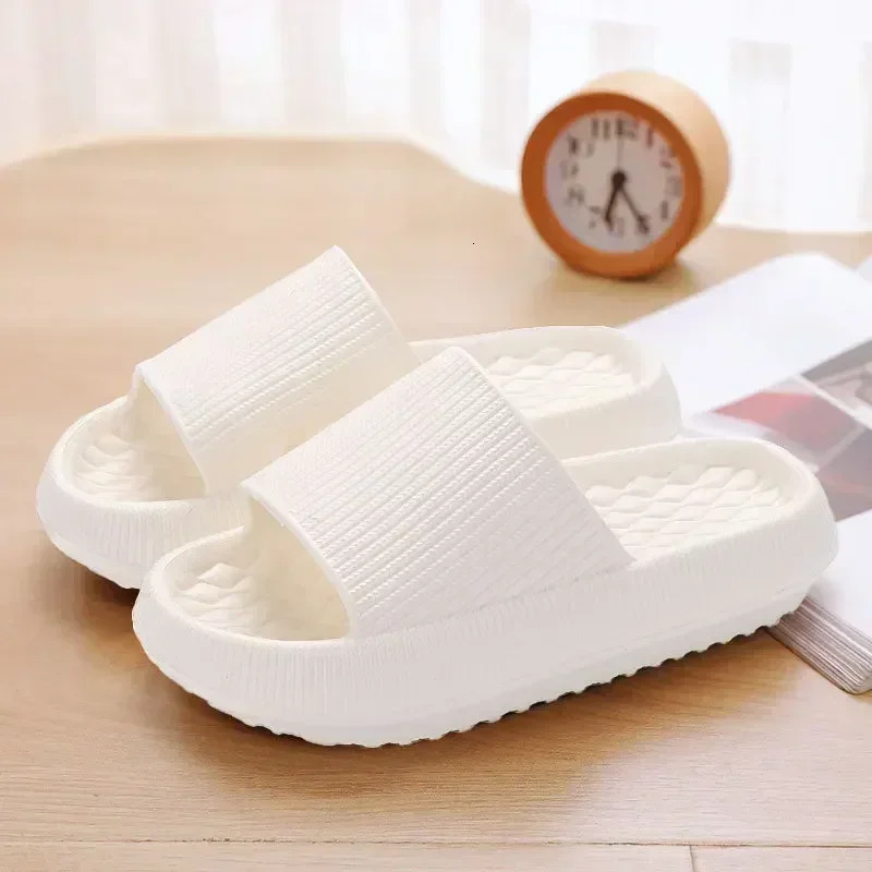 Womens Thick Platform Cloud Slippers EVA Soft Sole Pillow Slides Summer Beach Flip Flops Women Non Slip Bathroom Home Slippers 250605