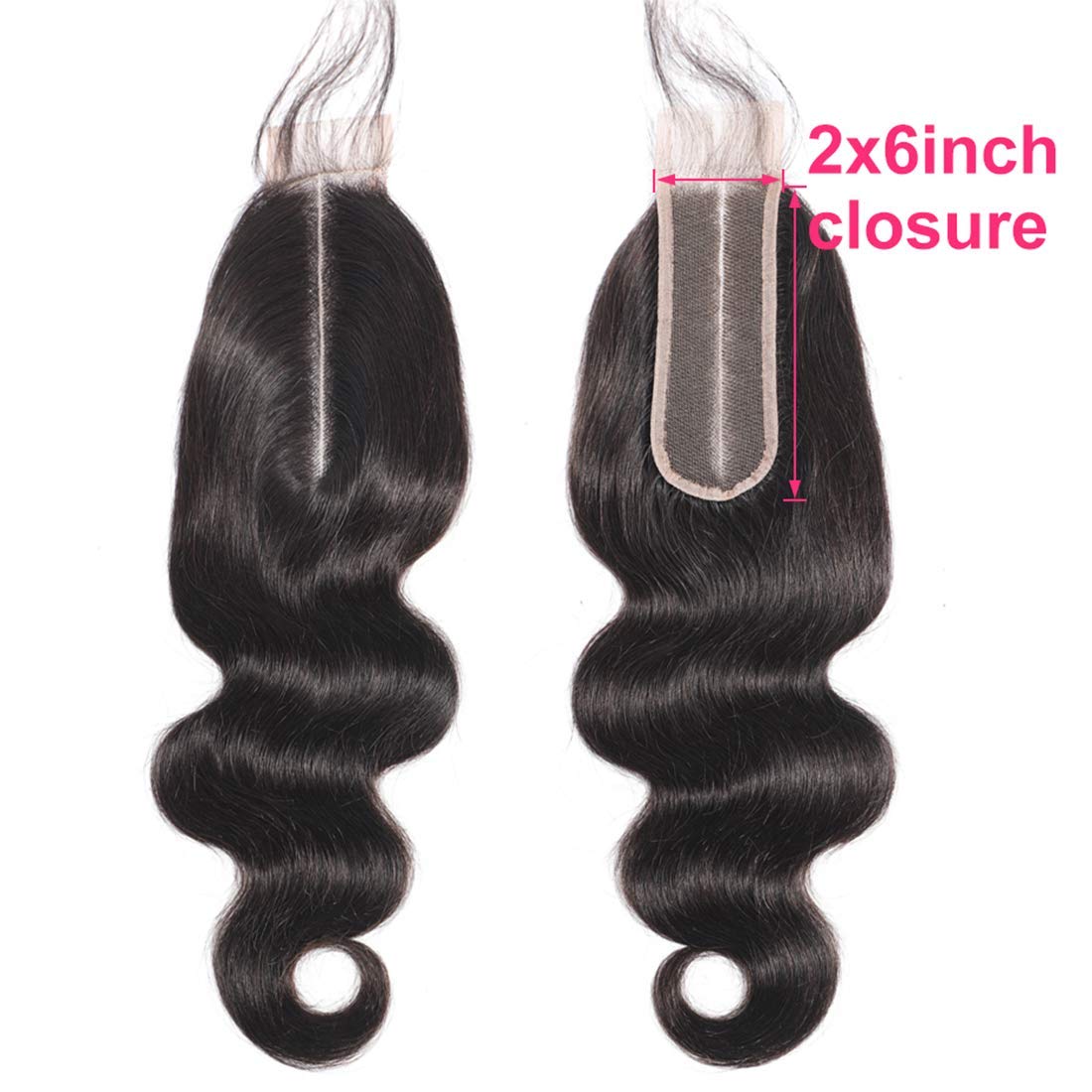 Free shipping Brazilian Body Wave 2x6 Lace Closure 100% Human Natural Color Pre-plucked With Baby Hair Can be Dyed
