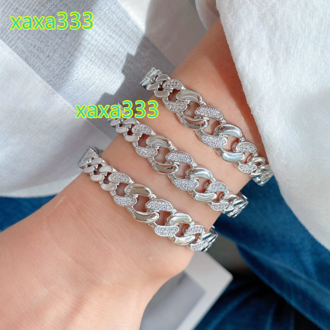 Hip Hop 18K Gold 925 Silver Diamond Cuban Link Bracelet Set, Unisex