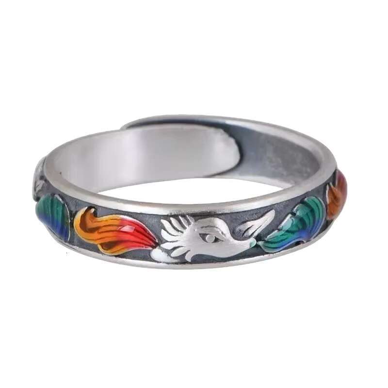 Retro Chinese Style Fox Ring for Women Small and Popular Enamel Color Drip Glue Fox Charming Adjustable Open Ring