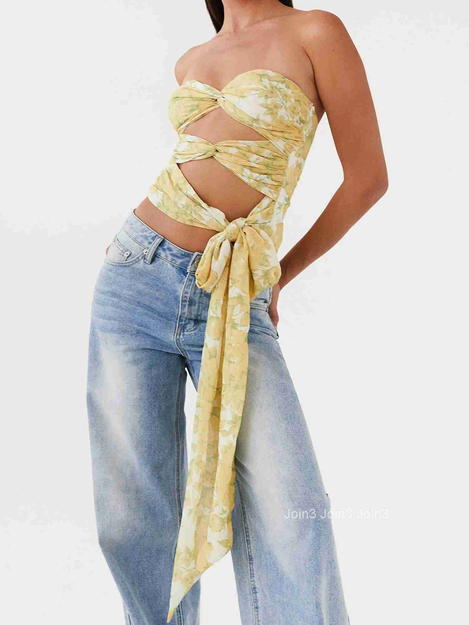 Womens Off Shoulder Ruffle Crop Tops Summer Boho Floral Print Elastic Tube Top Sexy Fit Blouse Shirt