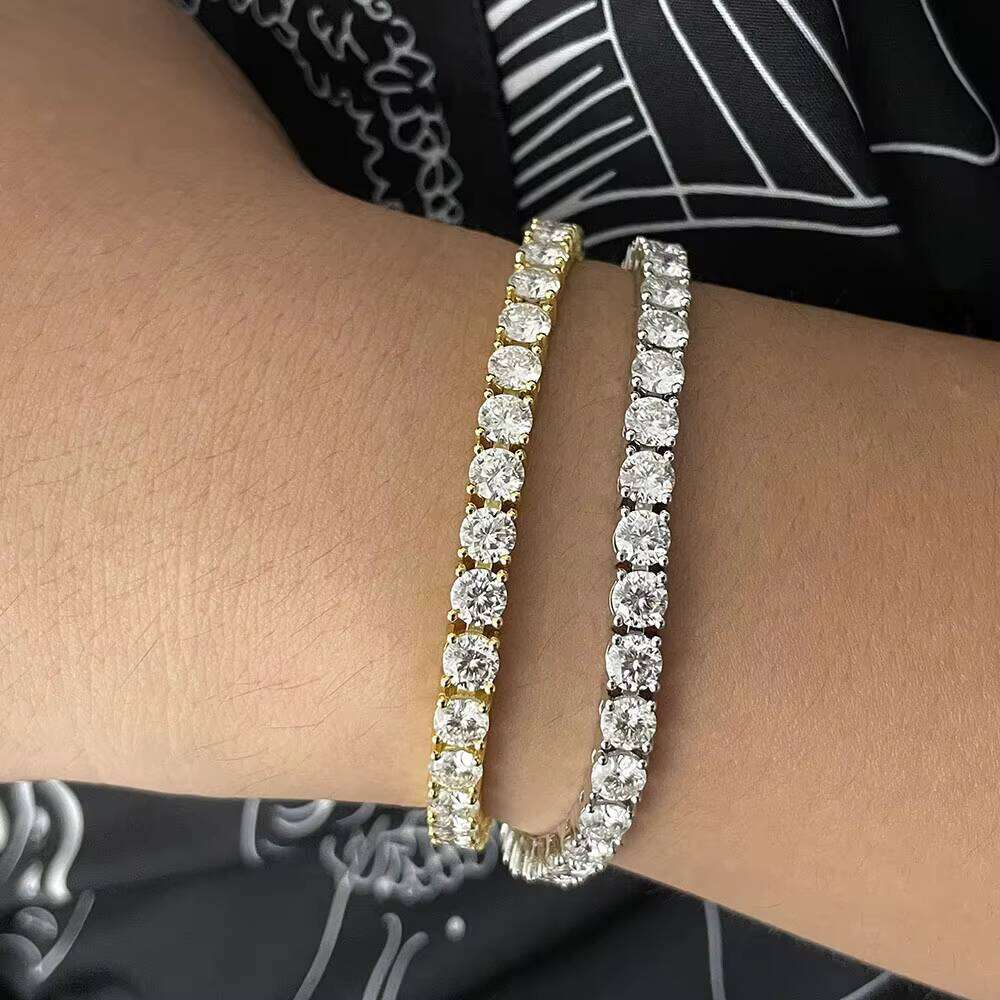 Wholesale Unisex Sterling Sier Hip Hop Tennis Chain Bracelet High-End Iced Moissanite Dia Custom Design Rapper Style