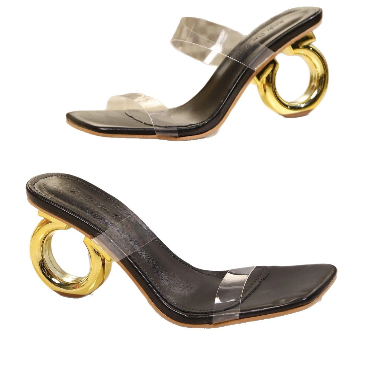 Free Shipping Women's Clear PVC Square Toe Ankle Strap Heeled Gladiator Sandals 2025 Summer Fashion