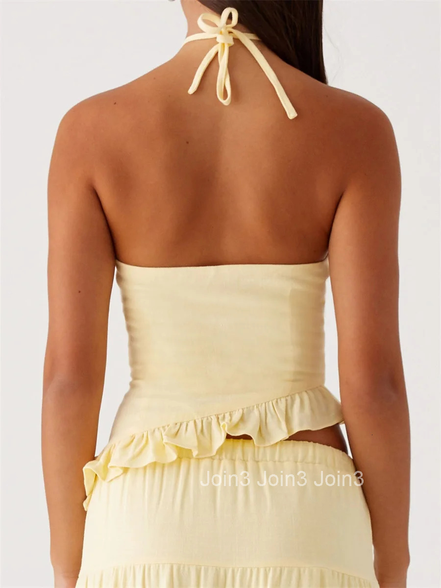 Elegant Lace Off-shoulder Blouse Flared Sleeveless Shirt with V-neckline and Ruffled Hemline for Evening Event