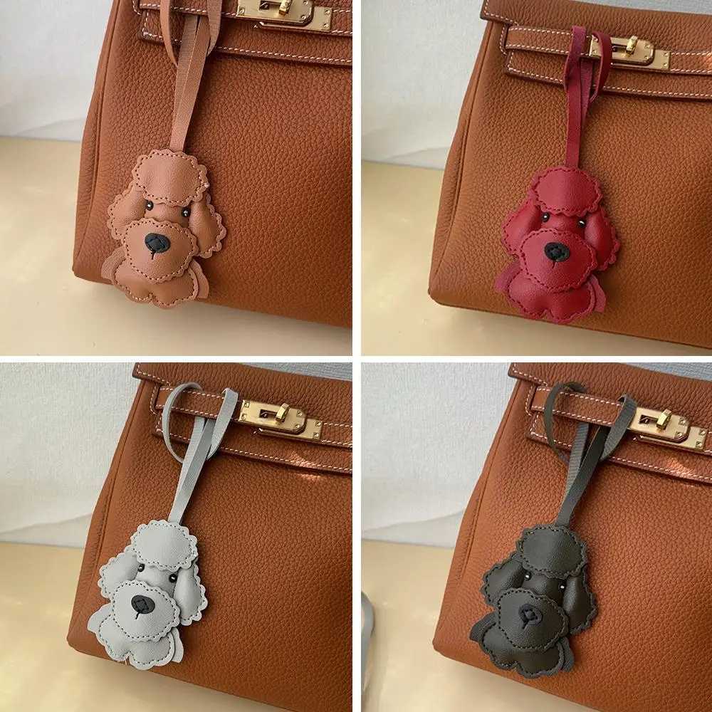 PU Leather Bear Hanger Dog Animal Cartoon Handmade Keychain Cute Puppy Cartoon Teddy Dog Bag Pendant Charm Ornament Accessories XJ250607