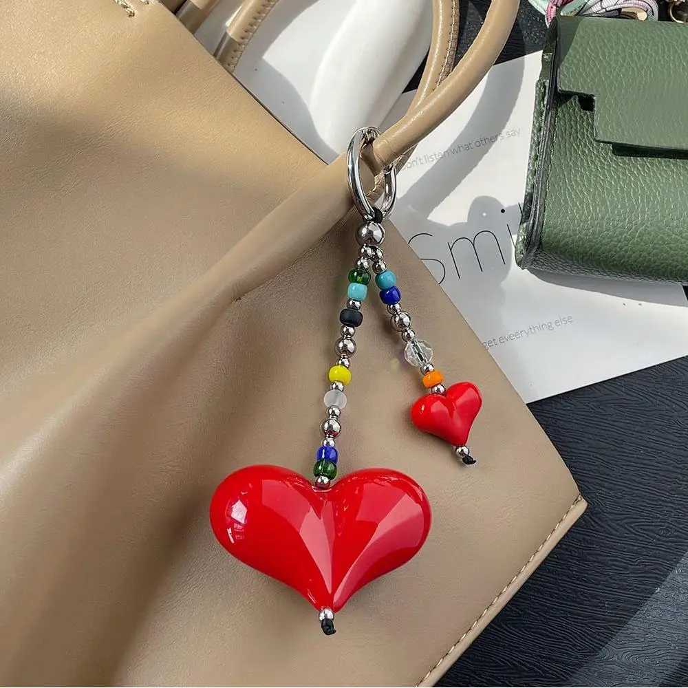 Bag Decor Love Keychain Bag Pendant Beads Chain Keychain Bag Charm Yellow Duck Heart Shape DIY Cute INS XJ250607