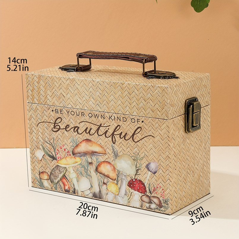 Bamboo Style Wooden PU Storage Box - Art Craft Organizer, Suitable for Miscellaneous Items and Unique Gifts, Yellow