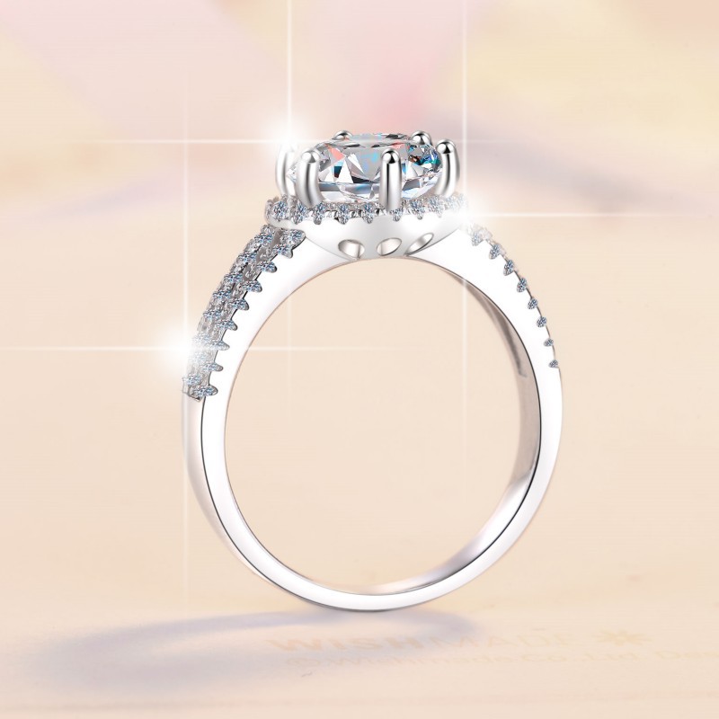 Moissanite Ring in S925 Sterling Silver, Three Life Design, Perfect for Engagements and Weddings, Luxury Women's Jewelry, Cross-Border Wholesale.
