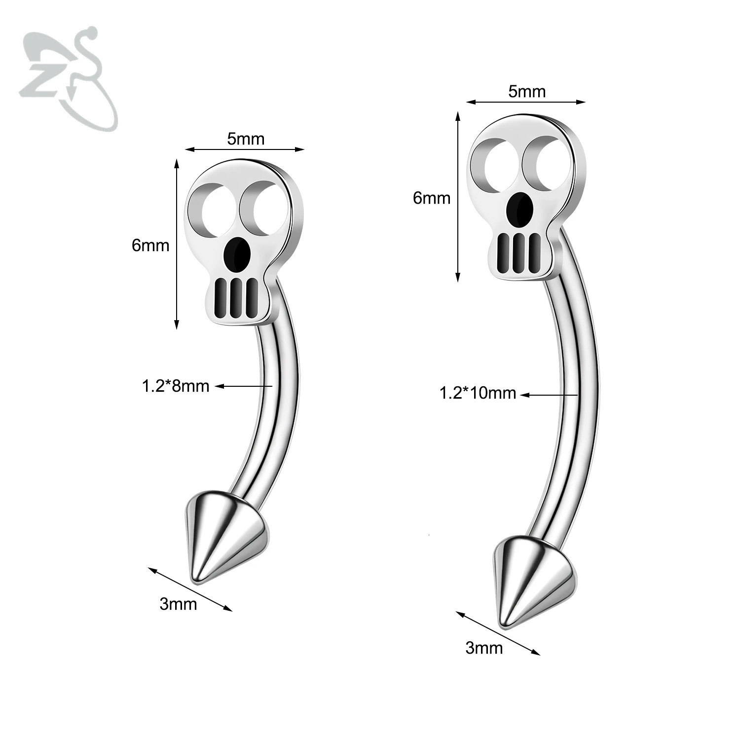 ZS 1 PC Punk 16G Stainelss Steel Eyebrow Piercing Men Pumpkin Ghost Eyebrows Ring Lip Belly Piercings Hallowmas Jewelry 810MM 250606