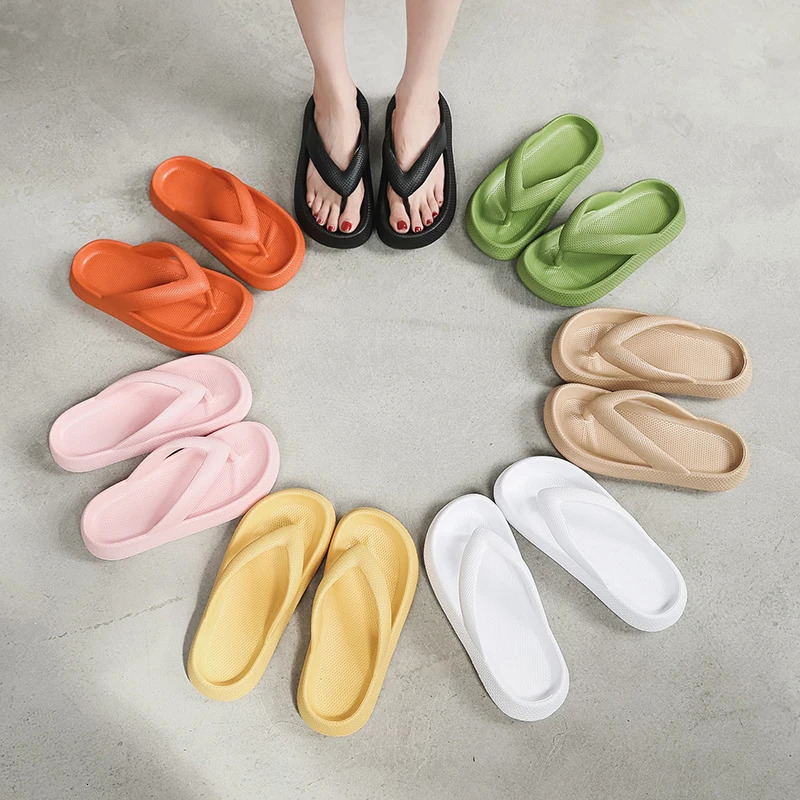 Flip Flops Summer Casual Thong Beach Slippers Outdoor Beach Sandals EVA Flat Platform Comfy Shoes Women Couple Thick Soled 250605