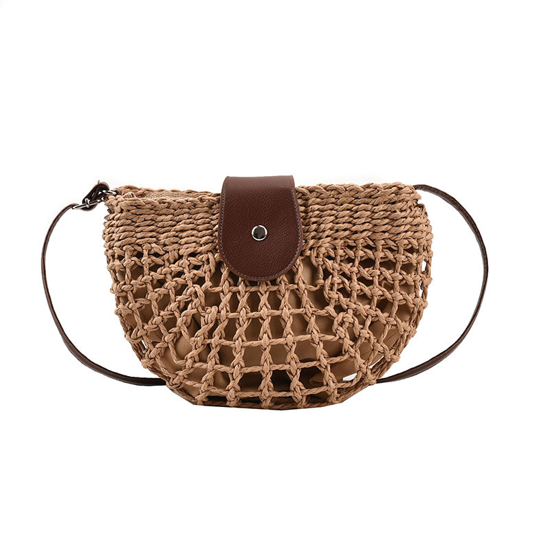 designer Summer Beach Vacation Woven Saddle Bag for Women 2025 New Trendy Versatile Casual Commuter Crossbody Straw Bag
